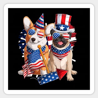 Funny 4th Of July 2021 Fourth Of July For Men's And Women's For 4th Of July Dog Lovers T-Shirt Sticker